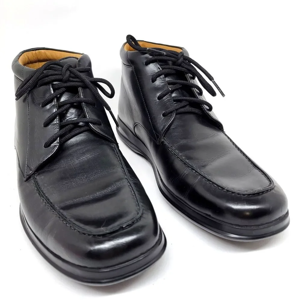 Cole Haan Mens Size 8 Black Leather Waterproof  Moc Toe Nikeair Ankle Boots